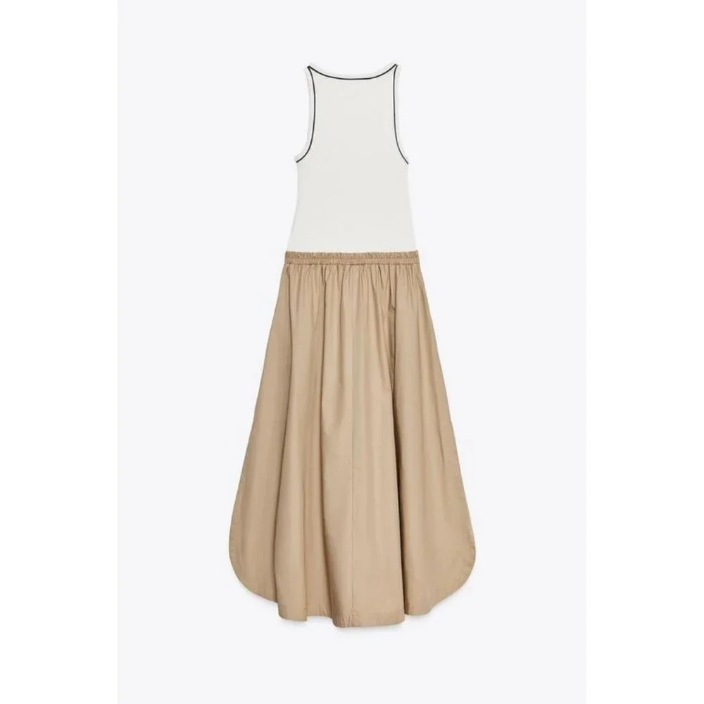 ZARA CONTRAST POPLIN MIDI DRESS - Picture 6 of 7